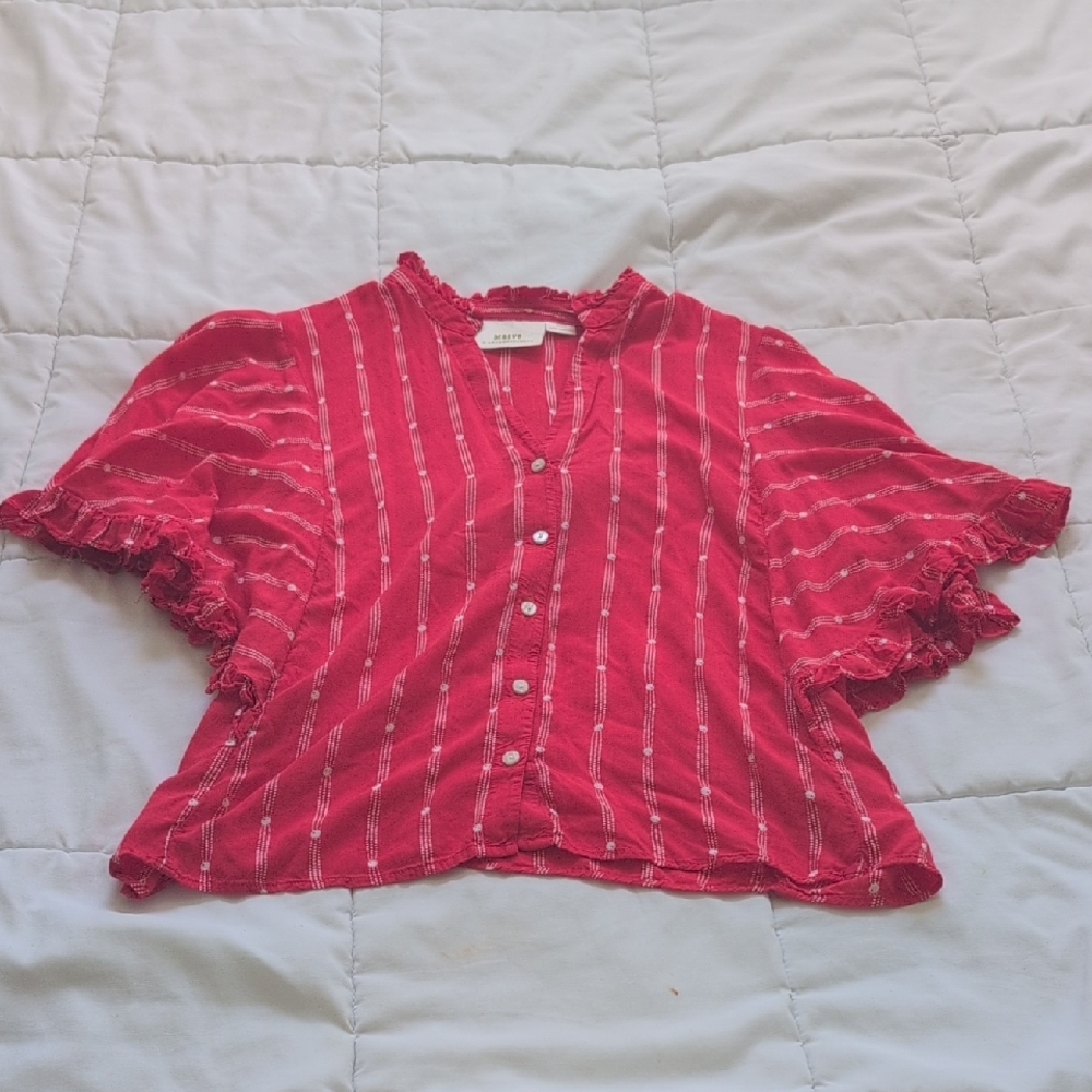 Anthropologie Maeve Red and White Striped Blouse